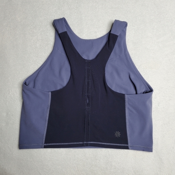 Athleta Conscious Crop Blue High Neck Racerback Cut Out Powervita Sports Bra - Picture 4 of 6